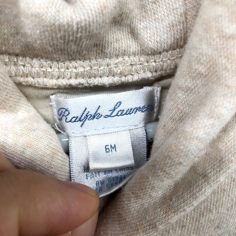 Ralph Lauren Baby Girls 6M Shawl Collar Sweatshirt Dress Pullover Cream - Picture 4 of 7